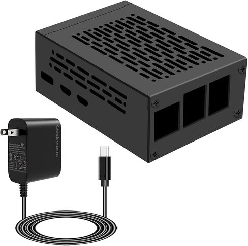 Geekworm PCIe Bottom Metal Case P580 with PD 27W USB-C Power Supply for X1005/X1002 & Raspberry Pi 5 & Active Cooler in Saudi Arabia