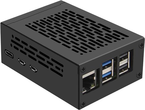 Geekworm PCIe Bottom Metal Case P580 with PD 27W USB-C Power Supply for X1005/X1002 & Raspberry Pi 5 & Active Cooler in Saudi Arabia