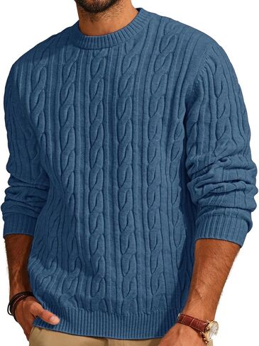 PJ PAUL JONES Mens Sweater Casual Cable Knit Crewneck Pullovers Long Sleeve Red S in Saudi Arabia