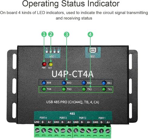USB to RS485 Adapter, USB to 4 Way RS485 Conversion Module Serial Cable for Industrial Control Equipments, Surge and Thunder Gas Discharge Prevention in Saudi Arabia