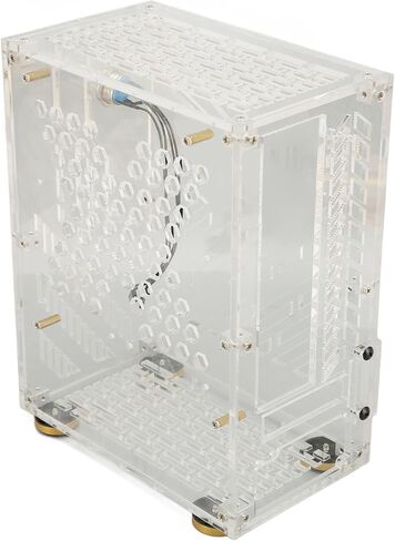 Mini Case ITX 4.3L 360 Cooling Clear Side Panel with Padded Foot Pads for Flex 1U Power 2.5in SSD (Transparent) in Saudi Arabia