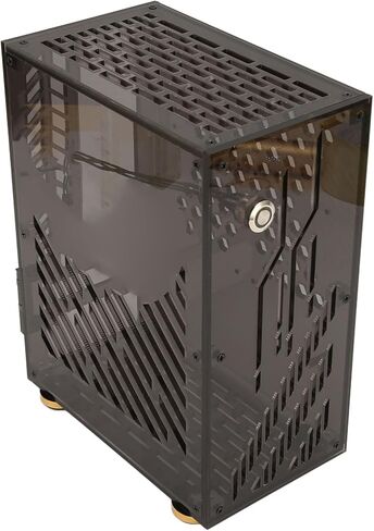 Mini ITX Case, 4.3L 360 Cooling Clear Side Panel with Cushioning Foot Pads for Flex 1U Power 2.5in SSD (Black) in Saudi Arabia