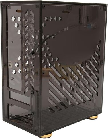 Mini ITX Case, 4.3L 360 Cooling Clear Side Panel with Cushioning Foot Pads for Flex 1U Power 2.5in SSD (Black) in Saudi Arabia