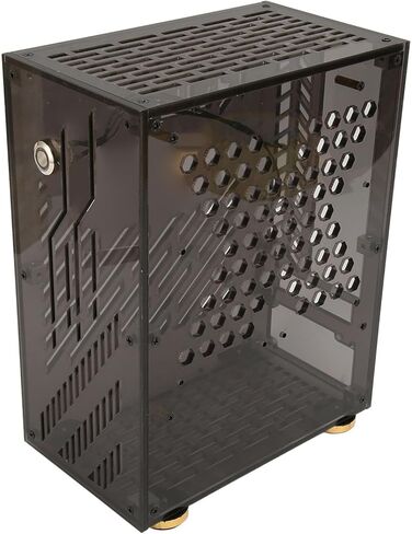 Mini ITX Case, 4.3L 360 Cooling Clear Side Panel with Cushioning Foot Pads for Flex 1U Power 2.5in SSD (Black) in Saudi Arabia