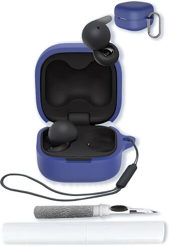 Case for Sony LinkBuds Open Truly Wireless Earbud Headphones（Model Number：WFL910B.UC）,Soft Protective,Shockproof, BOVUGAC Silicone Case Cover with Keychain & Cleaning Kit & Lanyard-Blue in Saudi Arabia