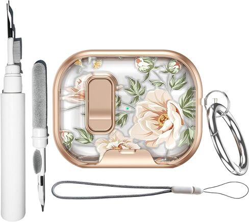 حافظة كرتونية متوافقة مع Airpods Pro 3 مع مجموعة تنظيف القفل، حبل سلسلة مفاتيح، غطاء صلب لكامل الجسم للرجال والنساء، على شكل زهرة لطيفة in Kuwait