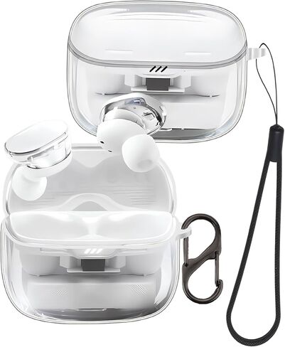 for JBL Tune Buds 2 Case Clear, Transparent TPU Shockproof Protective Cover with Carabiner for JBL Earbuds in Saudi Arabia