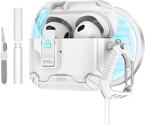 Dteck for Apple AirPods Pro 3 (3rd Gen, 2025 Release) Magnetic Case with Keychain, Cleaning Kit, Secure Lock Clip, Compatible with MagSafe, Protective Lightweight Hard Shell Headphone Cover, DarkBlue in Saudi Arabia