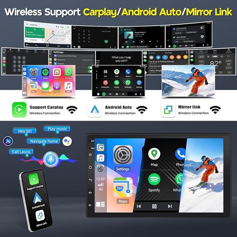 راديو ستيريو للسيارة مزدوج الدين لسيارة دودج تشارجر 2008-2010 مع CarPlay Android Auto اللاسلكي، شاشة لمس 10 بوصة راديو السيارة يدعم WiFi GPS بلوتوث مرآة رابط كاميرا احتياطية MIC in Kuwait
