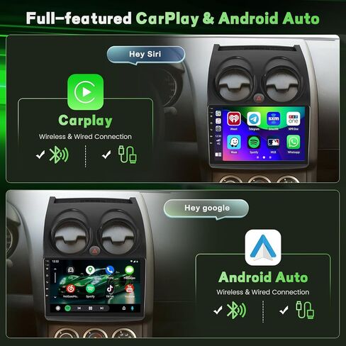 راديو سيارة 2+64 جيجابايت Android 15 لسيارة Nissan Rogue Sport Qashqai 2007-2015 Wireless Carplay Android Auto، شاشة لمس 9 بوصات ستيريو للسيارة GPS Navi، WiFi، بلوتوث، كاميرا احتياطية، راديو FM RDS، EQ DSP، SWC in Saudi Arabia