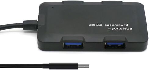 موزع USB C 2.0 4 في 1 مع كابل 30 سم، موسع موزع USB C بـ 4 منافذ لأجهزة الكمبيوتر المحمول والكمبيوتر الشخصي وسطح المكتب ومحرك الأقراص المحمول والمزيد، ونقل البيانات عالي السرعة، أسود in Kuwait