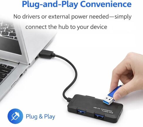 موزع USB C 2.0 4 في 1 مع كابل 30 سم، موسع موزع USB C بـ 4 منافذ لأجهزة الكمبيوتر المحمول والكمبيوتر الشخصي وسطح المكتب ومحرك الأقراص المحمول والمزيد، ونقل البيانات عالي السرعة، أسود in Kuwait