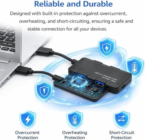 موزع USB C 2.0 4 في 1 مع كابل 30 سم، موسع موزع USB C بـ 4 منافذ لأجهزة الكمبيوتر المحمول والكمبيوتر الشخصي وسطح المكتب ومحرك الأقراص المحمول والمزيد، ونقل البيانات عالي السرعة، أسود in Kuwait