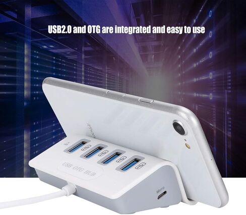 ASHATA 4 Port USB Hub متعدد الواجهات OTG Hub محول للهاتف اللوحي سطح المكتب USB C Hub، USB C إلى USB 2.0 HUB لنظام التشغيل، Linux وأنظمة التشغيل الأخرى، أبيض in Kuwait