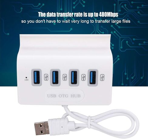 ASHATA 4 Port USB Hub متعدد الواجهات OTG Hub محول للهاتف اللوحي سطح المكتب USB C Hub، USB C إلى USB 2.0 HUB لنظام التشغيل، Linux وأنظمة التشغيل الأخرى، أبيض in Kuwait