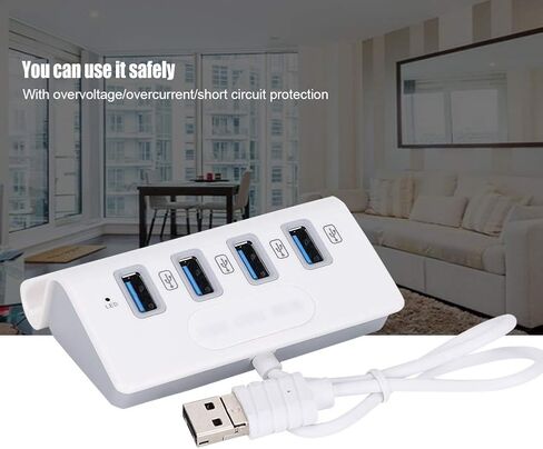 ASHATA 4 Port USB Hub متعدد الواجهات OTG Hub محول للهاتف اللوحي سطح المكتب USB C Hub، USB C إلى USB 2.0 HUB لنظام التشغيل، Linux وأنظمة التشغيل الأخرى، أبيض in Kuwait
