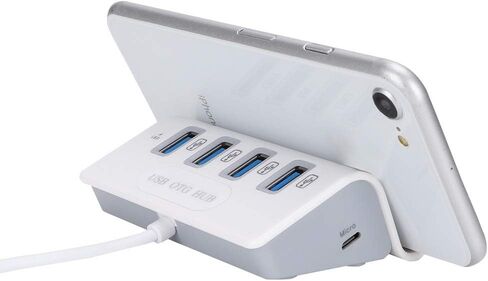 ASHATA 4 Port USB Hub متعدد الواجهات OTG Hub محول للهاتف اللوحي سطح المكتب USB C Hub، USB C إلى USB 2.0 HUB لنظام التشغيل، Linux وأنظمة التشغيل الأخرى، أبيض in Kuwait