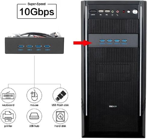 Xiwai 10Gbps 4 Ports HUB Front Panel USB 3.1 Type-A & Type-C to Motherboard Type-E Connector Cable 10Gbps for 5.25" CD-ROM Bay Tray in Saudi Arabia