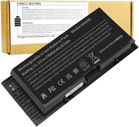 يتوهم شراء بطارية كمبيوتر محمول جديدة لأجهزة Dell Precision M4800 M6600 M6800 FV993 FJJ4W PG6RC 7DWMT JHYP2 K4RDX 9-Cell 11.1V 7800mAh in Kuwait