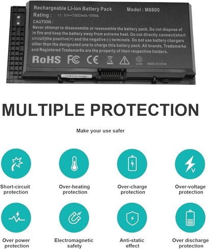 يتوهم شراء بطارية كمبيوتر محمول جديدة لأجهزة Dell Precision M4800 M6600 M6800 FV993 FJJ4W PG6RC 7DWMT JHYP2 K4RDX 9-Cell 11.1V 7800mAh in Kuwait
