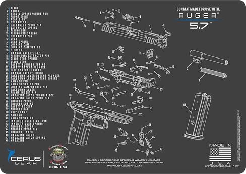 سجادة تنظيف الأسلحة EDOG 5.7 - رسم تخطيطي (عرض متفجر) متوافق مع مسدس Ruger 5.7Series وسادة مبطنة 3 مم تحمي أسطح مقاعد مجلات الأسلحة النارية الخاصة بك مقاومة لمذيبات الزيت in Kuwait