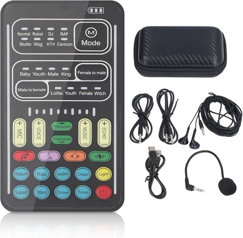 I9 Voice Changer Set, Mini Live Broadcast Voice Disguiser, Portable Sound Board Voice Changer, 8 Different Sounds/Sound Effects, for iOS, for Android (English Version) in Saudi Arabia