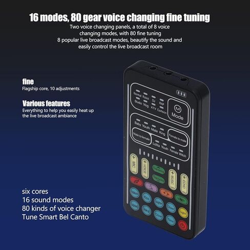 I9 Voice Changer Set, Mini Live Broadcast Voice Disguiser, Portable Sound Board Voice Changer, 8 Different Sounds/Sound Effects, for iOS, for Android (English Version) in Saudi Arabia