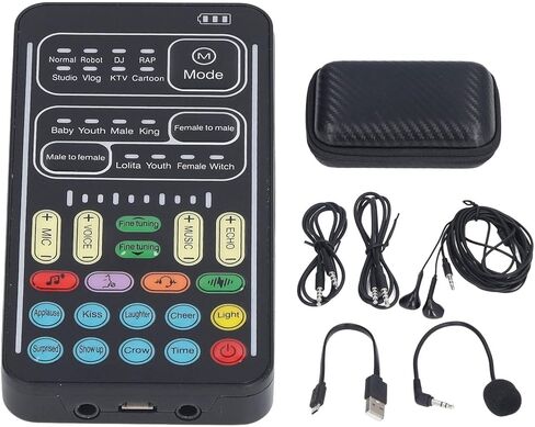 I9 Voice Changer Set, Mini Live Broadcast Voice Disguiser, Portable Sound Board Voice Changer, 8 Different Sounds/Sound Effects, for iOS, for Android (English Version) in Saudi Arabia