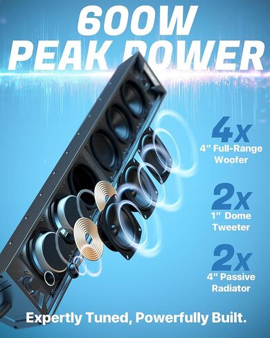 GoHawk 34 Inch UTV Sound Bar, 8-Speaker Bluetooth ATV Sound Bar with RGB Lights, IP66 Waterproof SXS & Golf Cart Sound bar Compatible with Polaris RZR Can-Am w/FM Radio, Fits 1.5"–2.25" Roll Cages in Kuwait