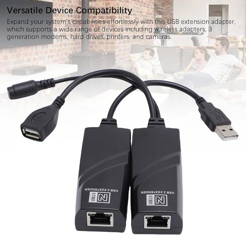 Fabater USB Extender, USB to Ethernet Adapter with up to 328.1ft Transfer Distance Stable CAT5 CAT5E CAT6 Network Cable Connection, Versatile Device Compatibility, Plug and Play (US Plug) in Saudi Arabia