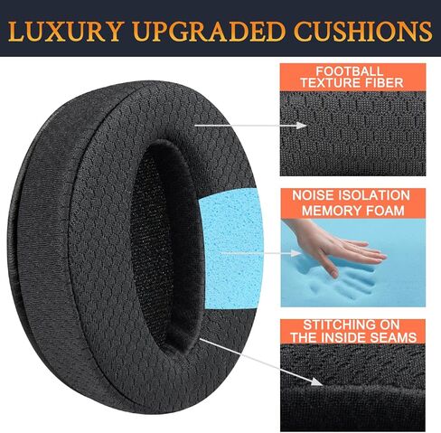 SOULWIT Mesh Fabric Earpads Replacement for Sennheiser HD 4.50BT/HD 4.50BTNC/HD4.50SE/HD4.40BT/HD4.30G/HD4.20S/HD458BT/HD 450/HD450BT/HD400S/HD350BT/Adapt 360(MB 360 UC)/Adapt 361 - Black in Saudi Arabia