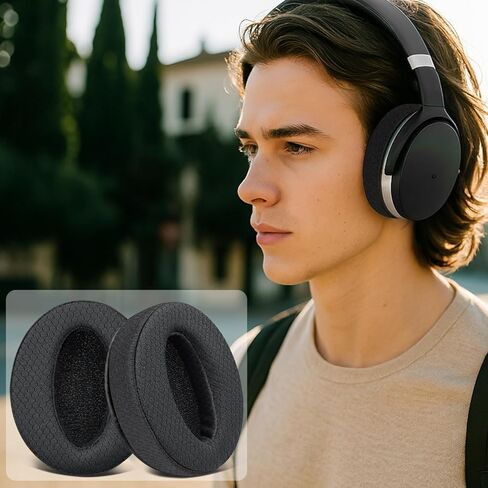 SOULWIT Mesh Fabric Earpads Replacement for Sennheiser HD 4.50BT/HD 4.50BTNC/HD4.50SE/HD4.40BT/HD4.30G/HD4.20S/HD458BT/HD 450/HD450BT/HD400S/HD350BT/Adapt 360(MB 360 UC)/Adapt 361 - Black in Saudi Arabia