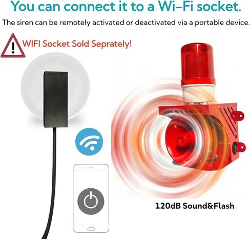 إنذار صفارة إنذار صناعي AC110V ضوء ستروب - 120 ديسيبل بوق عالٍ وضوء تحذير منارة حمراء، إنذار أمان داخلي/خارجي مقاوم للماء للطوارئ، المصنع، المكتب، الحرائق، الإعصار، الدخلاء، رادع الحيوانات in Kuwait