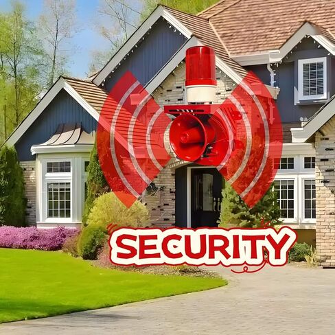 إنذار صفارة إنذار صناعي AC110V ضوء ستروب - 120 ديسيبل بوق عالٍ وضوء تحذير منارة حمراء، إنذار أمان داخلي/خارجي مقاوم للماء للطوارئ، المصنع، المكتب، الحرائق، الإعصار، الدخلاء، رادع الحيوانات in Kuwait
