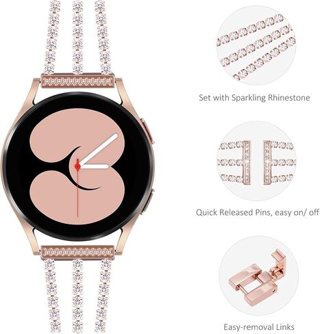 NewWays for Samsung Galaxy Watch 8/8 Classic Bands, Galaxy Watch 7 6 5 4 Bands, Women Metal Replacement Bling Jewelry Bracelet Rhinestone Strap Wristband for Galaxy Watch 8 7 6 5 4 in Saudi Arabia