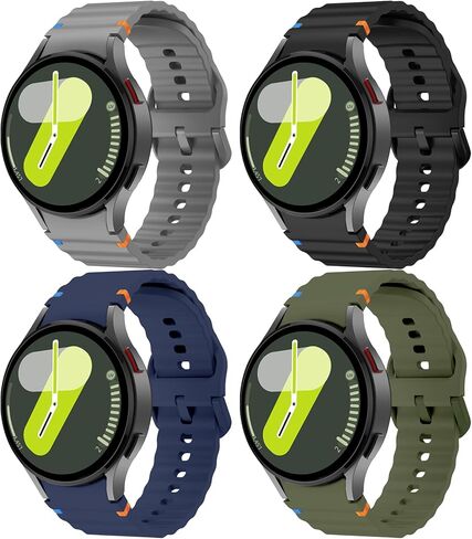 4 قطع من الأربطة المتوافقة مع ساعة Samsung Galaxy Watch 7 Bands 40mm 44mm، 20mm بدون فجوة حزام رياضي من السيليكون لساعة Galaxy Watch 7 6 5 4 FE النساء والرجال in Kuwait