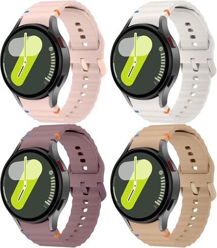 4 Pack Bands Compatible with Samsung Galaxy Watch 7 Bands 40mm 44mm, 20mm No Gap Silicone Sport Strap for Galaxy Watch 7 6 5 4 FE Women Men in Saudi Arabia