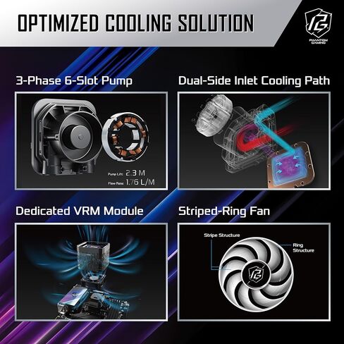 ASRock Phantom Gaming 360 LCD All-in-One CPU Liquid Cooler, 3.4" Full-Color LCD Display, 3-Phase Pump, Dual-Inlet, 360mm Radiator, 0dB Mode, 6-Year Warranty in Saudi Arabia