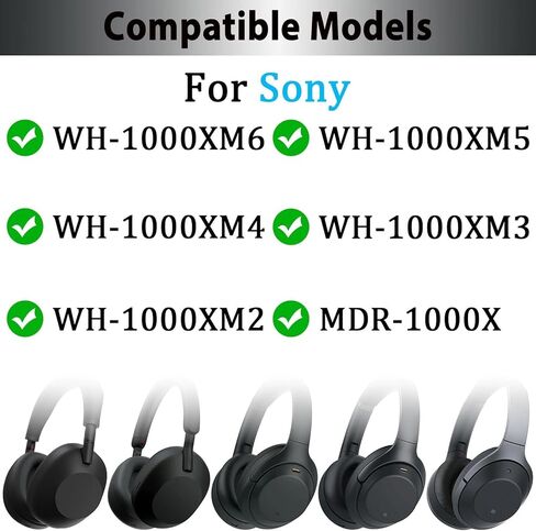 غطاء وسادة لعصابة رأس Adhiper لهاتف Sony WH-1000XM6، WH-1000XM5، WH-1000XM4، WH-1000XM3، XM6/XM5/XM4 مع حلقة تعليق، وسادة أكثر نعومة بسمك 6 مم لتخفيف الضغط ومضادة للتقشير in Kuwait