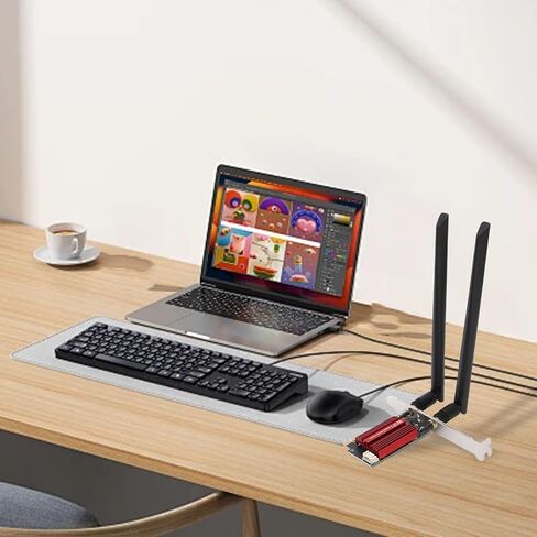 بطاقة EBTOOLS WiFi 6E PCIe، نطاق 4200 ميجا بت في الثانية 2.4 جيجا هرتز 5 جيجا هرتز 6 جيجا هرتز محول لاسلكي مع 5.2، MU MIMO، OFDMA، WPA3، للكمبيوتر المكتبي 10 11 in Kuwait