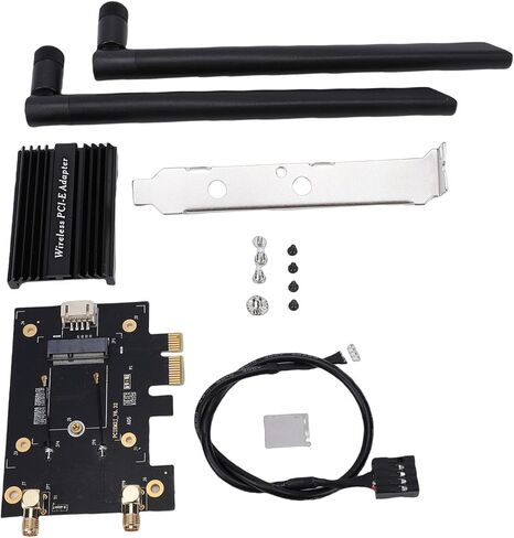 محول M.2 NGFF إلى PCIe WiFi، بطاقة شبكة لاسلكية بنطاق 2.4 جيجا هرتز 5 جيجا هرتز 6 جيجا هرتز مع هوائيات مزدوجة 8dBi ومشتت حراري، للكمبيوتر المكتبي OS X in Kuwait