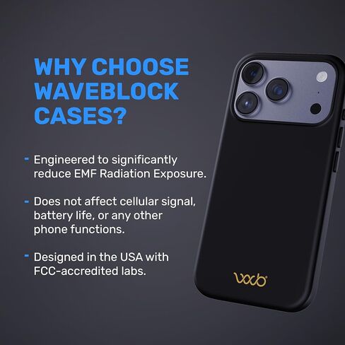 WAVEBLOCK EMF Protection Silicone iPhone Case Compatible with iPhone 17 Pro, Radiation Blocker, 5G Shield Reduction, Lightweight, USA Patented and Tested in FCC Lab, Black in Kuwait