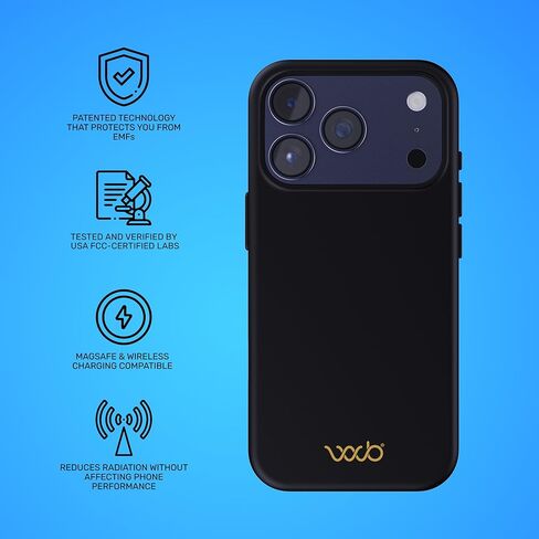 WAVEBLOCK EMF Protection Silicone iPhone Case Compatible with iPhone 17 Pro, Radiation Blocker, 5G Shield Reduction, Lightweight, USA Patented and Tested in FCC Lab, Black in Kuwait