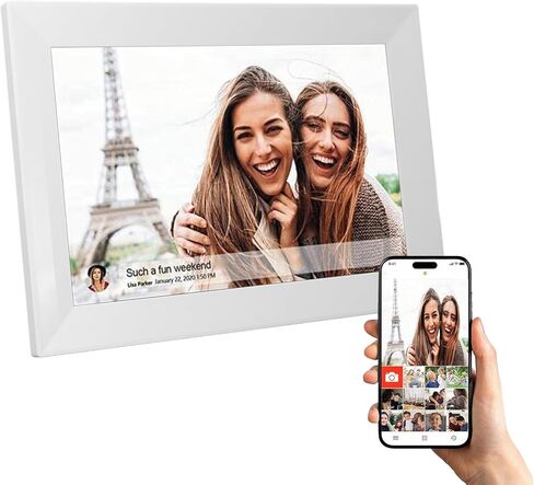 Digital Picture Frame, 10.1 Inch HD Touchscreen Electronic Photo Frame, 16GB Memory, Easy to Share Photos Video via App, for Mom Men Family (US Plug) in Saudi Arabia
