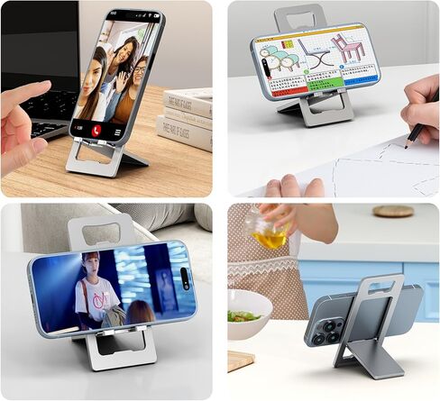 Caeithyo Foldable and Adjustable Aluminum Phone Stand, Suitable for Desk and Travel, Portable Lightweight Phone Stand with Bottle Opener, Compatible with All Smartphones and Small Tablet Desktop Base in Saudi Arabia