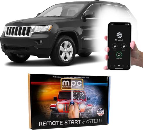 MPC Plug N Play Remote Starter with Smartphone Control Compatible with 2011-2013 Jeep Grand Cherokee |Gas| |Key to Start| with T-Harness - Factory Key Fob Activated - Press 3X to Start in Saudi Arabia