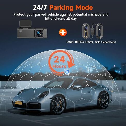 كاميرا داش كام أمامية وخلفية، كاميرا داش كام مزدوجة القناة 4K+1080P للسيارات ذات الرؤية الليلية، كاميرا سيارة صغيرة مع شاشة IPS 1.97 بوصة، مستشعر G، وضع انتظار 24 ساعة، تسجيل حلقة، بطاقة 32 جيجابايت متضمنة in Kuwait