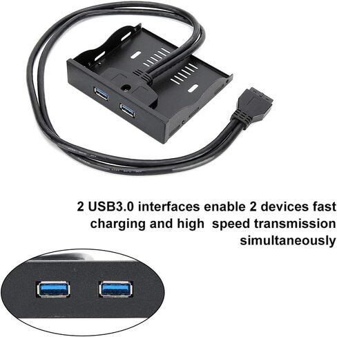 2 واجهات USB3.0 لوحة أمامية مرنة مع 19 دبوس إلى 2 واجهة USB3.0 HUB لنقل البيانات بسرعة عالية، شحن سريع للكمبيوتر مع محرك مرن 3.5 بوصة in Kuwait