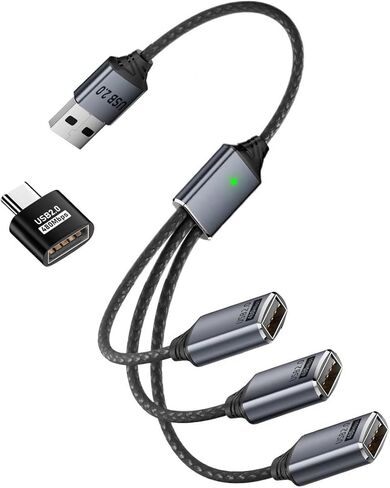 NFHK HUB USB 2.0 Type-C USB-C إلى 3 منافذ كابل محور حافلة الطاقة 1 إلى 3 بيانات لأجهزة الكمبيوتر المحمول سطح المكتب لوحة مفاتيح وماوس قرص الطابعة in Saudi Arabia