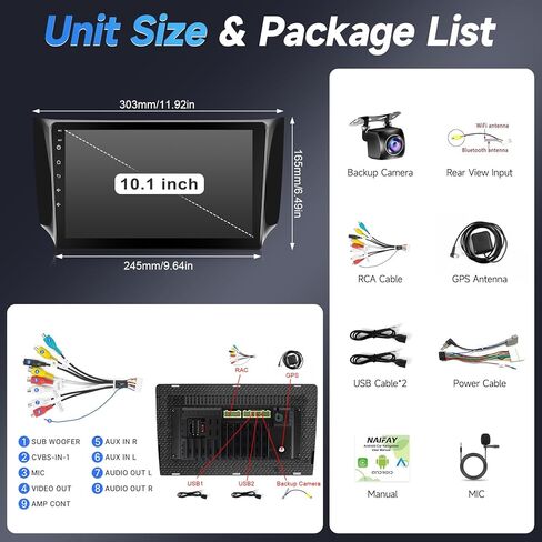 Naifay 8Core Android Car Stereo for Nissan Sentra 2013 2014 2015 2016 2017 2018 2019 Radio Upgrade 10.1" IPS Touchscreen for Sentra Radio with Carplay Android Auto/Bluetooth/WiFi/FM/GPS/Canbus/MIC in Saudi Arabia